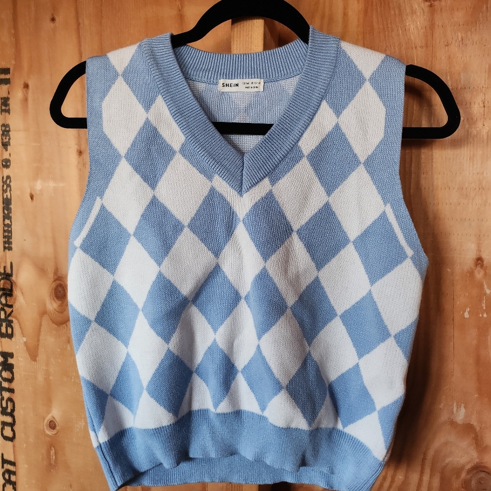 SHEIN Light Blue Knit Sweater Vest "BUY1 GET1 FREE"